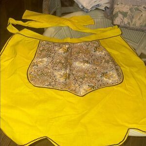 Vintage Yellow Apron with Paisley Pocket
